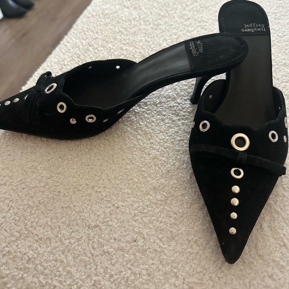 Jeffrey Campbell Black Studded Mules - Picture 3 of 4